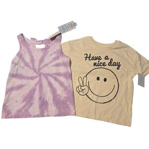 Cat Jack Kids Girls 4T 5T Tie Dye Tank Top & Grayson Mini Graphic Tee Outfit Set